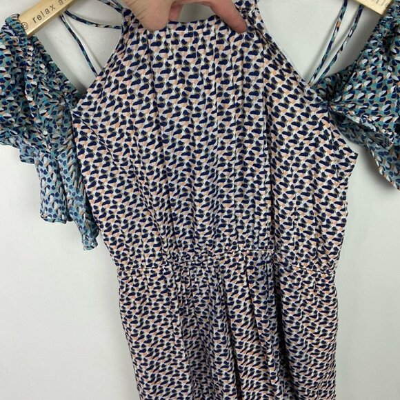 Anthropologie Elevenses Madalenna Open Shoulder Ruffle Romper Size XS Bohemian - Picture 6 of 13